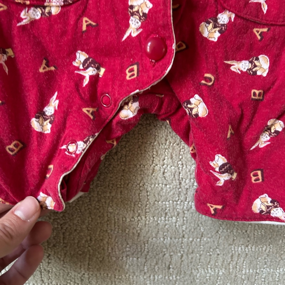 1990s vintage Lapin Lapin by Little me baby onesie with collar bunnies cozy 0-3 - Picture 2 of 7